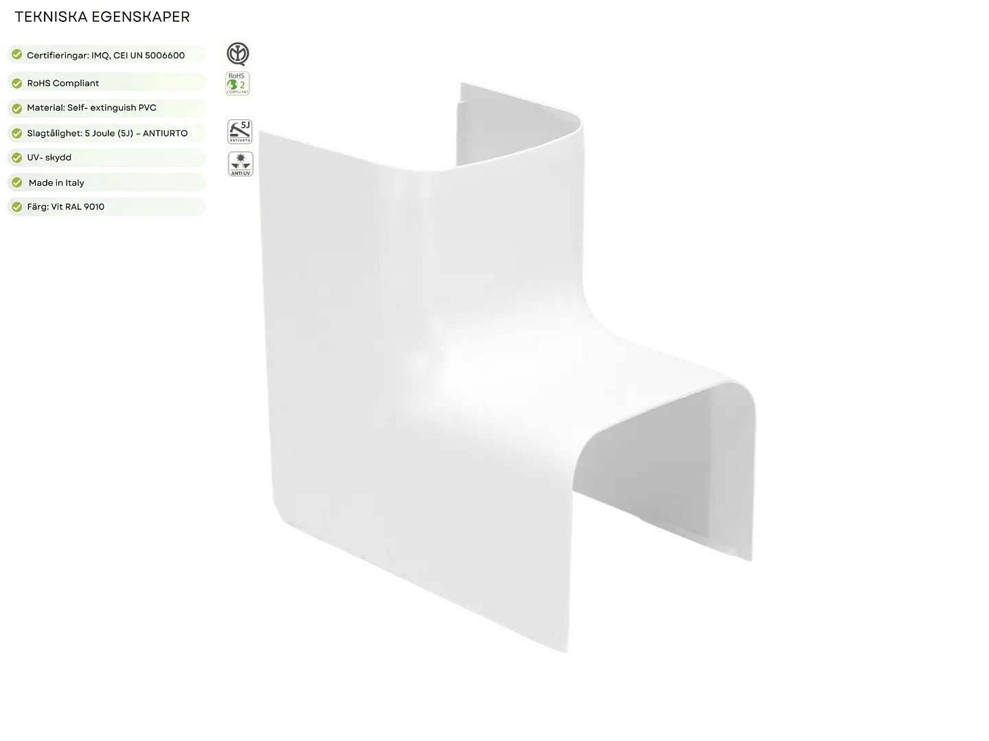 Invändigt hörn 80x60 Vit