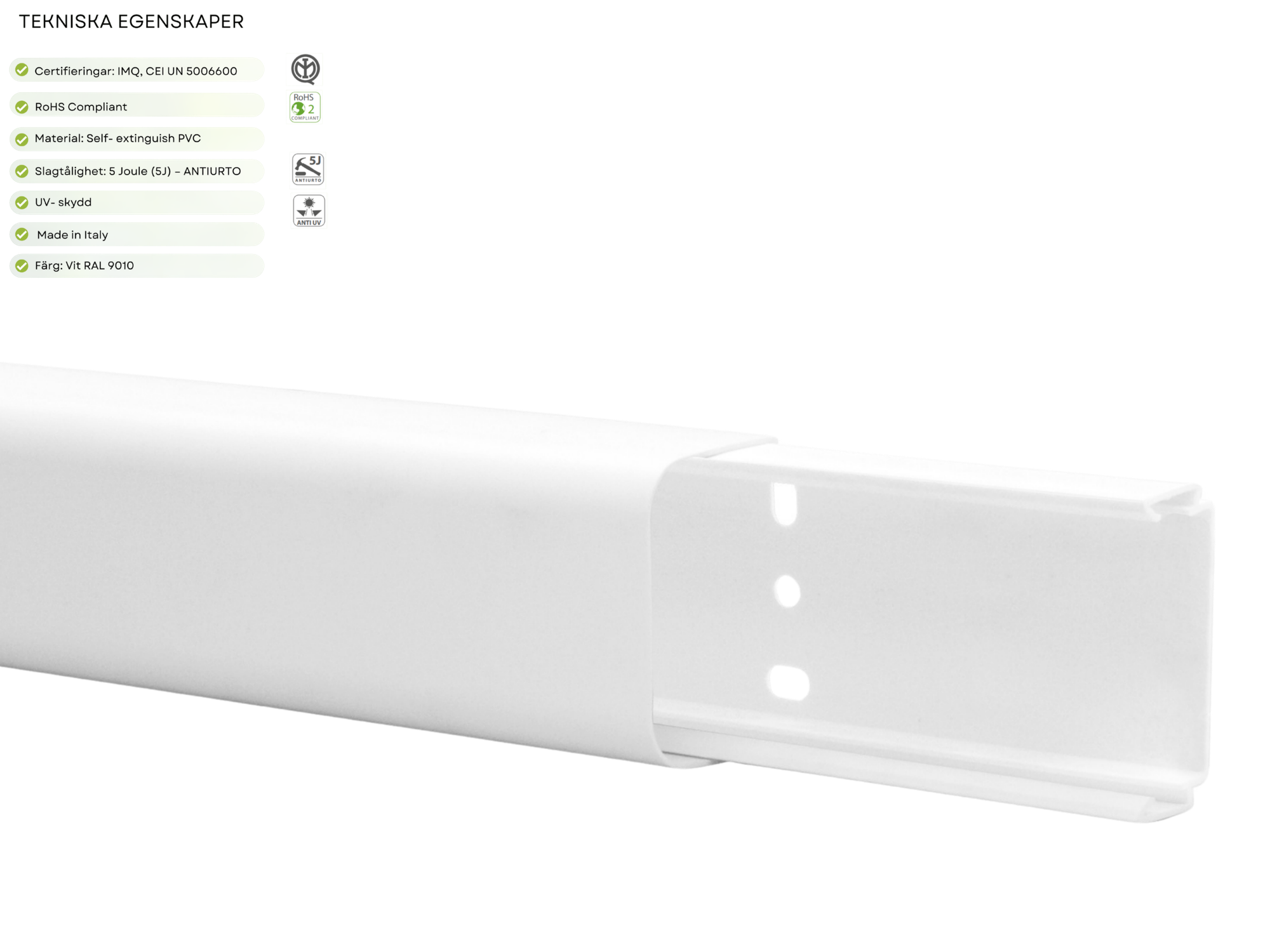 Kanal 80x60 mm Vit - 24 meter